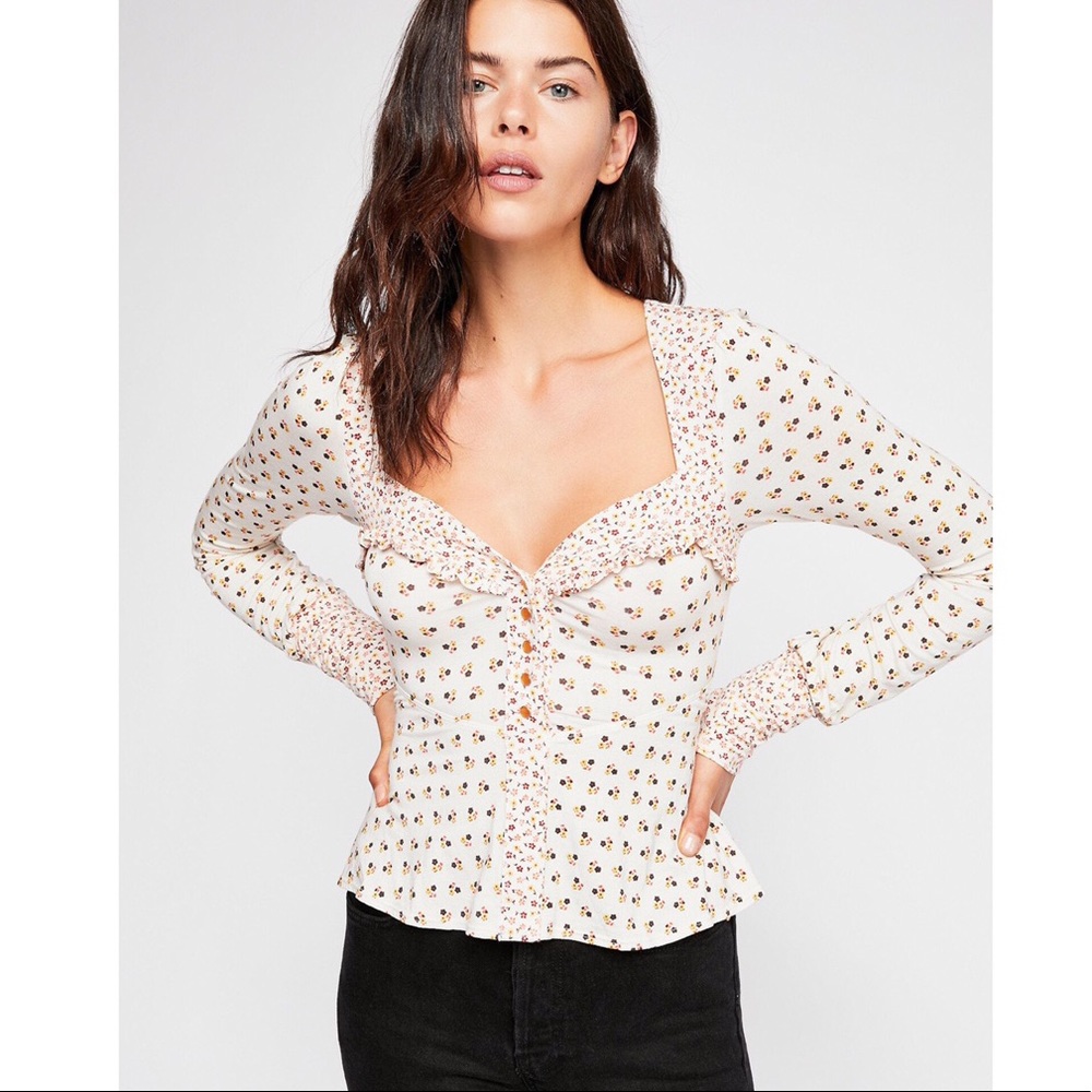 Free People Kissin Kate long sleeve top ivory NWT